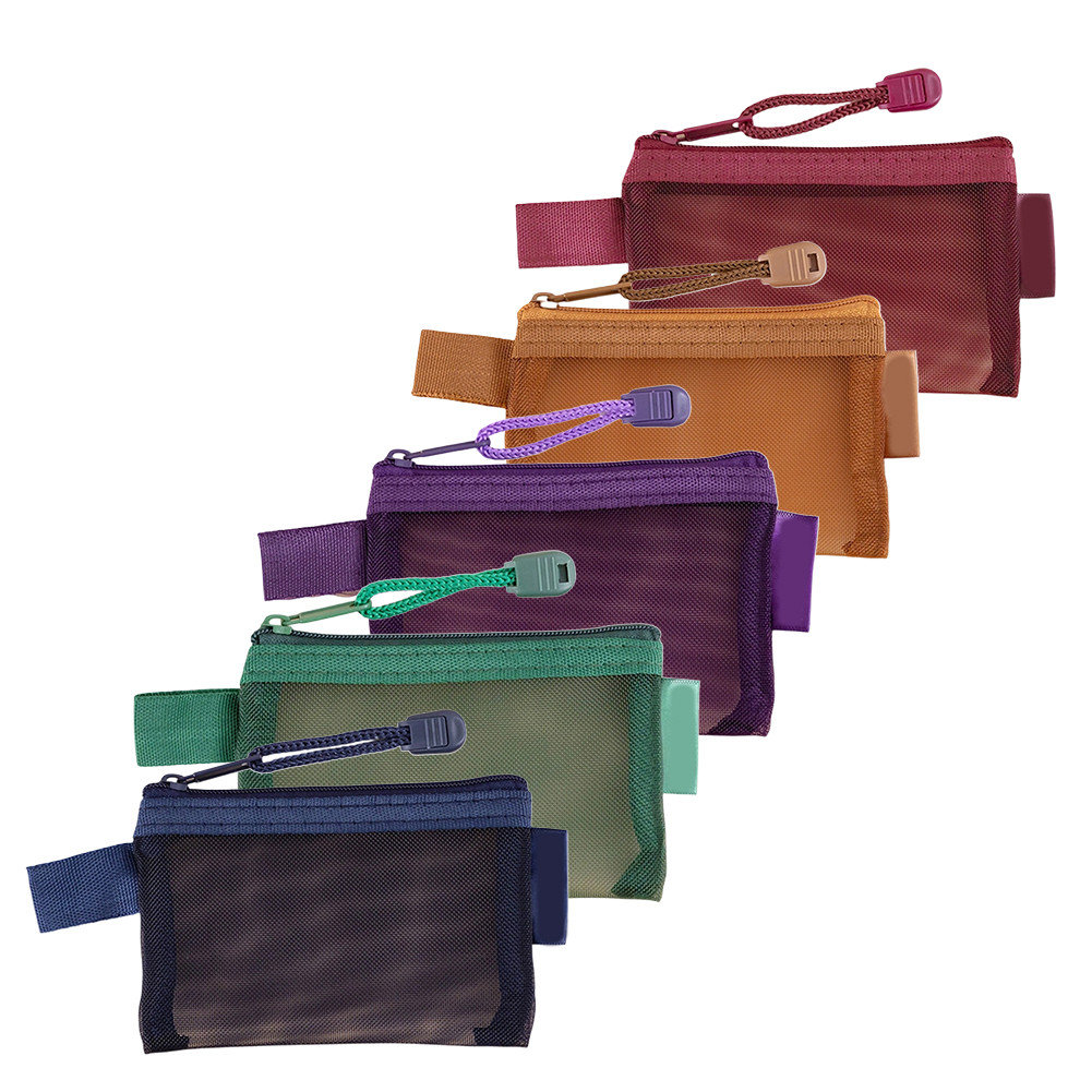 【SUNAGE】Mini Zipper Mesh Bag Nylon Small Makeup Zipper Mesh Pouch Earphone Storage Bags【HOT Fashion】