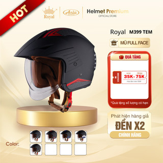 Mũ Bảo Hiểm 3/4 Royal M399 Tem Có Kính Âm, Kiểu Dáng Cá Mập, Nón Nam Nữ  Chính Hãng