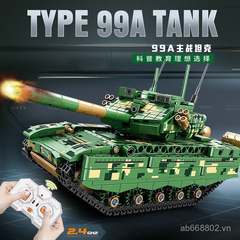Mindi 2.4G Điều Khiển Từ Xa Khối Xây Dựng 99A Xe Tăng Mô Hình Quân Sự Tương Thích Lego Lắp Ráp Đồ Ch