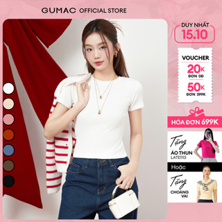Áo thun nữ cổ tròn form ôm body babytee thun gân co giãn mát mẻ thời trang GUMAC LATE0602