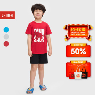 Bộ mặc nhà bé trai CANIFA áo cộc tay quần đùi có hình in 2LS25S002