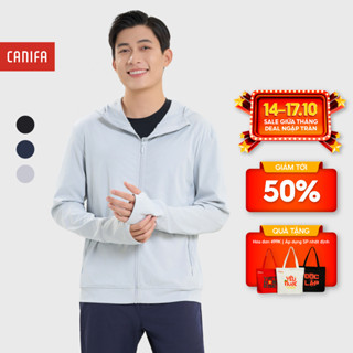 Áo chống nắng nam 2025 CANIFA dài tay có mũ kéo khóa chất vải mát lạnh 8OT25S001