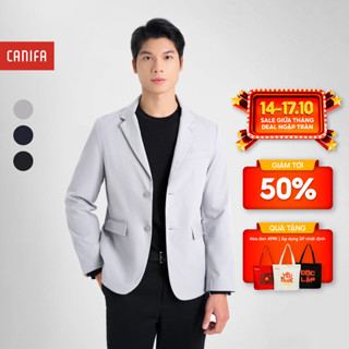 Áo khoác blazer nam CANIFA dài tay cổ vest sang trọng 8OT24W017