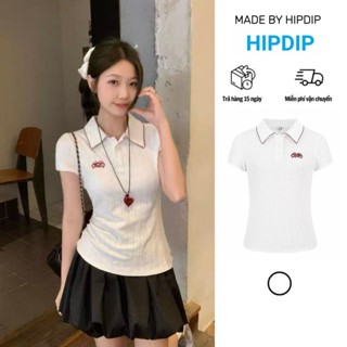  Áo Polo baby tee ôm body PreppySlim Fit cho Nữ Màu Trắng Phù hợp Mùa Hè 