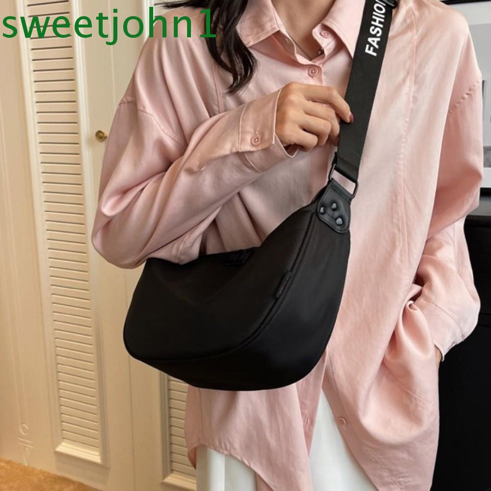 SWEETJOHN Túi vải Gyoza, Ví đựng tiền xu Nylon đeo chéo nửa mặt trăng, Túi đựng bánh bao dung tích l