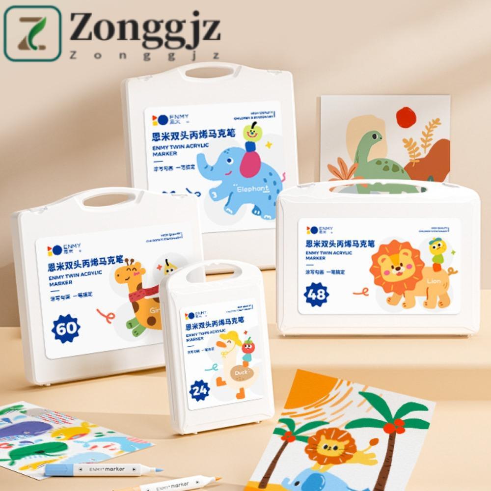 ZONGGJZ Dual Tip Brush Acrylic Paint Marker, Archival Ink Fineliner Vẽ 24 / 36 / 48 / 60 / 80 Màu Bú