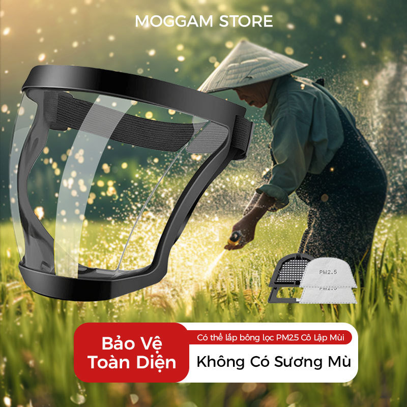 Mặt nạ bảo hộ phun thuốc vệ công việc Tấm chắn mặt khẩu trang chống độc kính che bụi chống bắn nước, chống khói