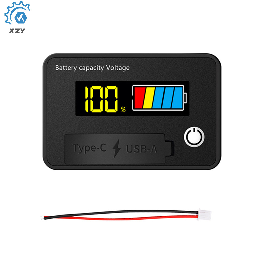 Màn hình kỹ thuật số LCD 6140B DC8-30V Đồng hồ đo điện áp dung lượng pin 2 dây USB + Tpye-C