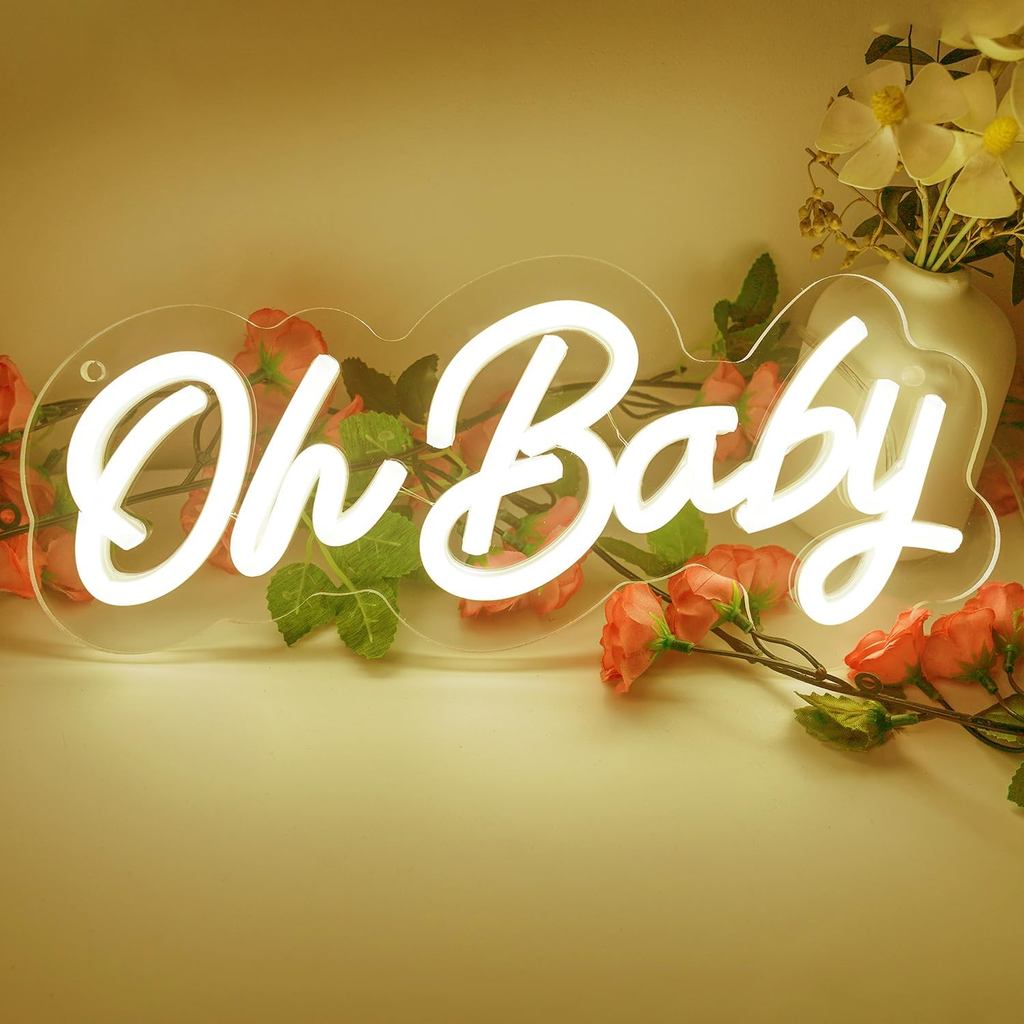 Oh Baby Neon Sign để trang trí tường, Đèn Led chạy bằng USB 11,8x4,9 inch Oh Baby Neon Light Sign để