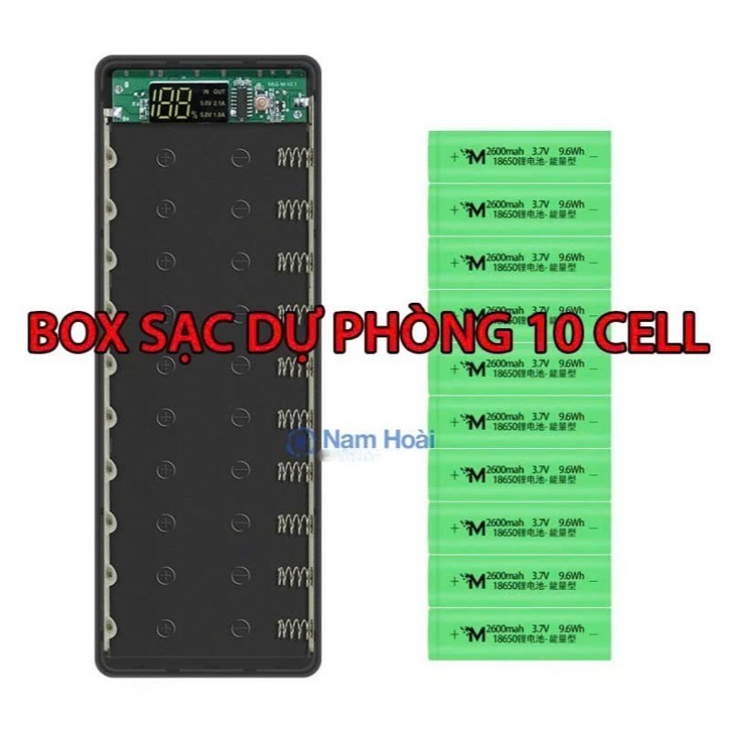Box sạc dự phòng 10 cell 5V2A M10 ( MẪU MỚI 2024)
