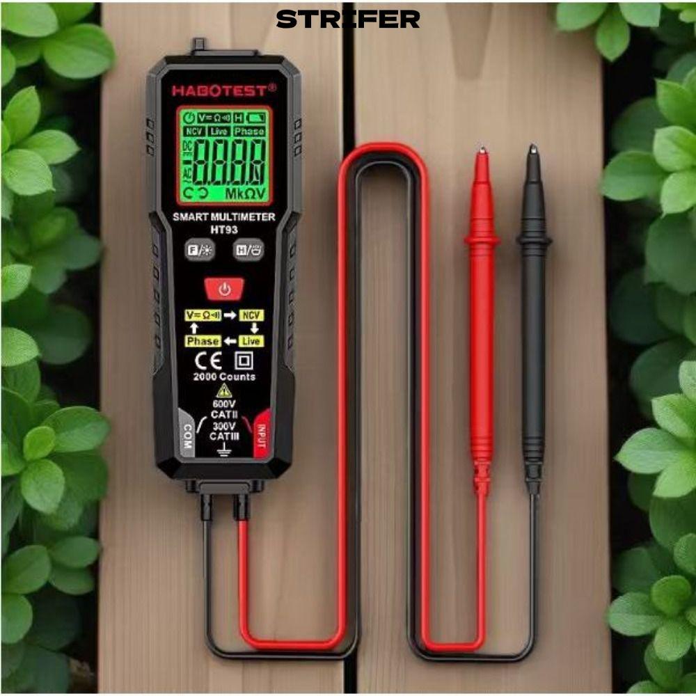Máy kiểm tra đếm số STRIFER, 2000 Đếm Đồng hồ vạn năng kỹ thuật số HT93 tự động, Đồng hồ đo Vôn AC /