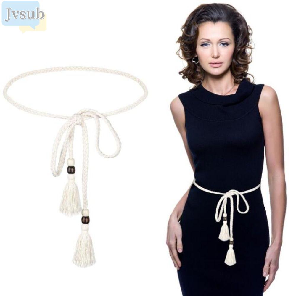 Thắt lưng thắt nút bện JVSUB, Dây buộc dây Boho phong cách Boho màu trơn, Phụ kiện thời trang mềm mạ