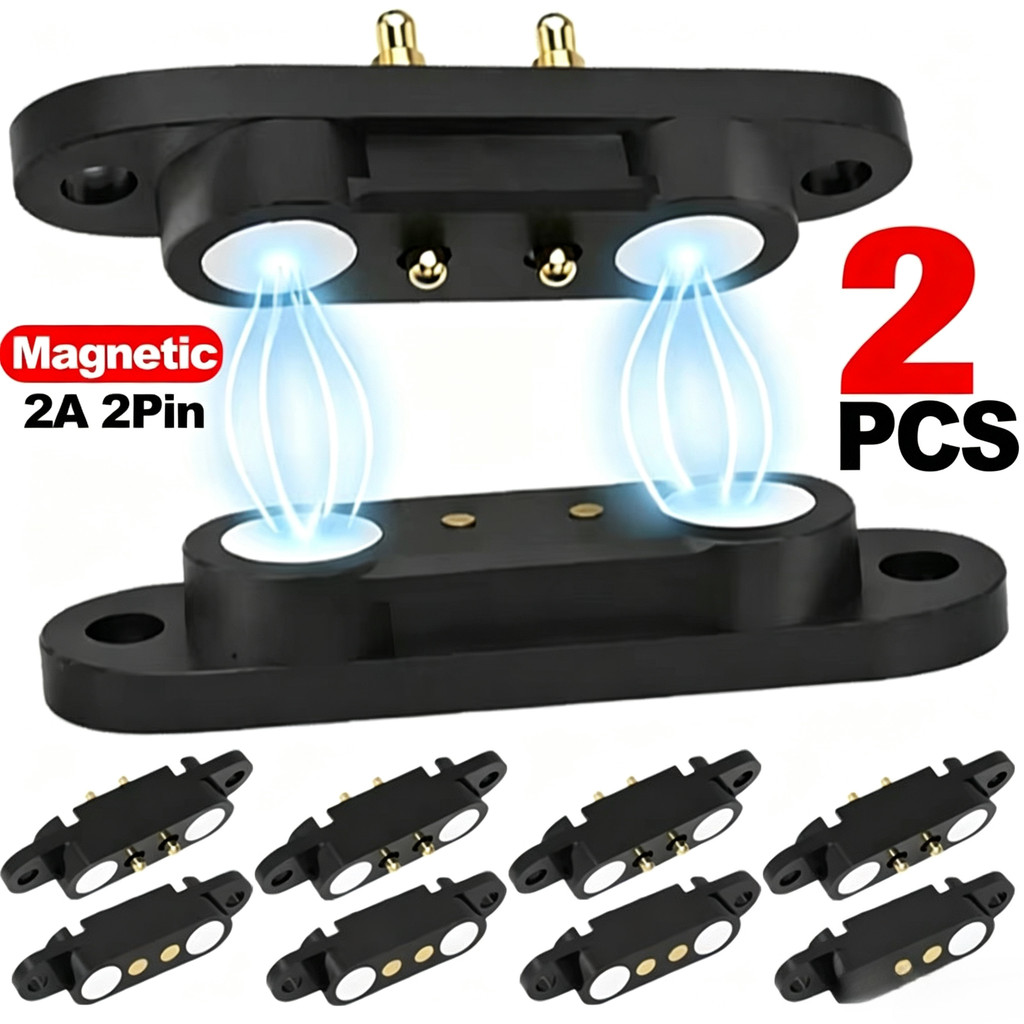 2A Từ Tính Pogo Pin Kết Nối 2Pin Nam Nữ Lò Xo Tải Ổ Cắm Điện Cho DIY Sạc Điện Tử