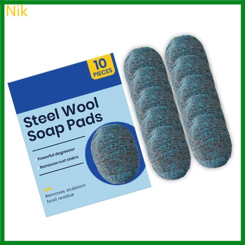 Nik MultiPurpose Steel Wool Soap Pad Gói 10 sản phẩm lý tưởng để vệ sinh nhà bếp và nhà để xe