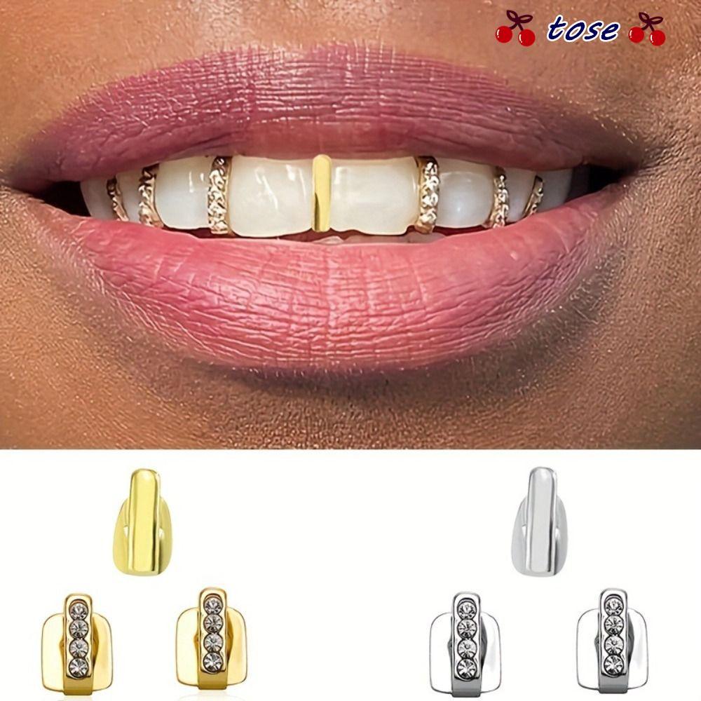 TOSE 3 Chiếc Hip Hop Răng Grillz, Thạch Rỗng Grillz, Sáng Bóng Răng Trang Sức Nam Nữ
