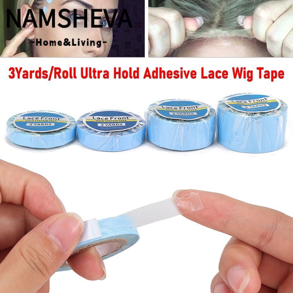 NAMSHEVA 3Yards / Roll Wig Tape, Keo dán phía trước ren hai mặt chống thấm nước, Băng keo hệ thống t