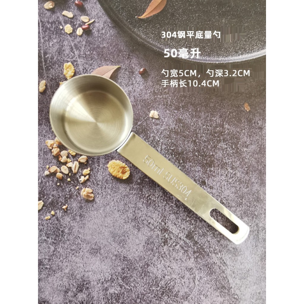304 Cấp Thực Phẩm Thép Không Gỉ Thìa Đo 50 / 100 / 480cc / ml Đế Bằng Nướng Định Lượng Thìa Nhà Hàng