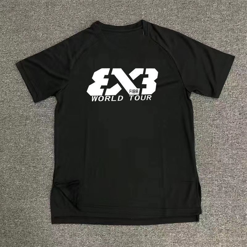 3x3 Nửa Tay Nhanh Khô FIBA Ba Đến Ba Trò Chơi Chính Áo Thun Thể Thao 3v3 Huấn Luyện Bóng Rổ Khởi Độn