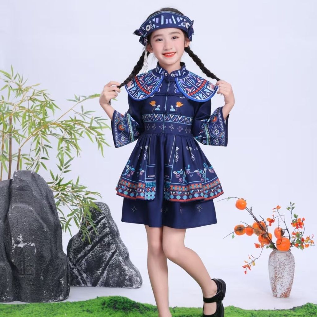 Trang phục dân tộc trẻ em cho các dịp biểu diễn, lễ hội, thiết kế nữ tính phong cách Thái, H'Mông, D