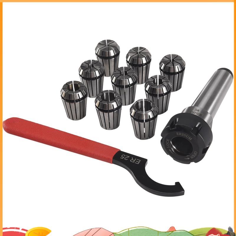 9 Chiếc Er25 Lò Xo Collets + 1 Cái Mt3 Er25 Collet Chuck Morse Côn Giá Đỡ Cho Cnc Phay Tiện Dụng Cụ