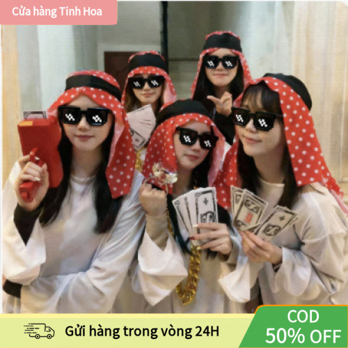 [COD] Bộ cosplay đại gia Dubai 3 món, áo vest, kính, dây chuyền vàng