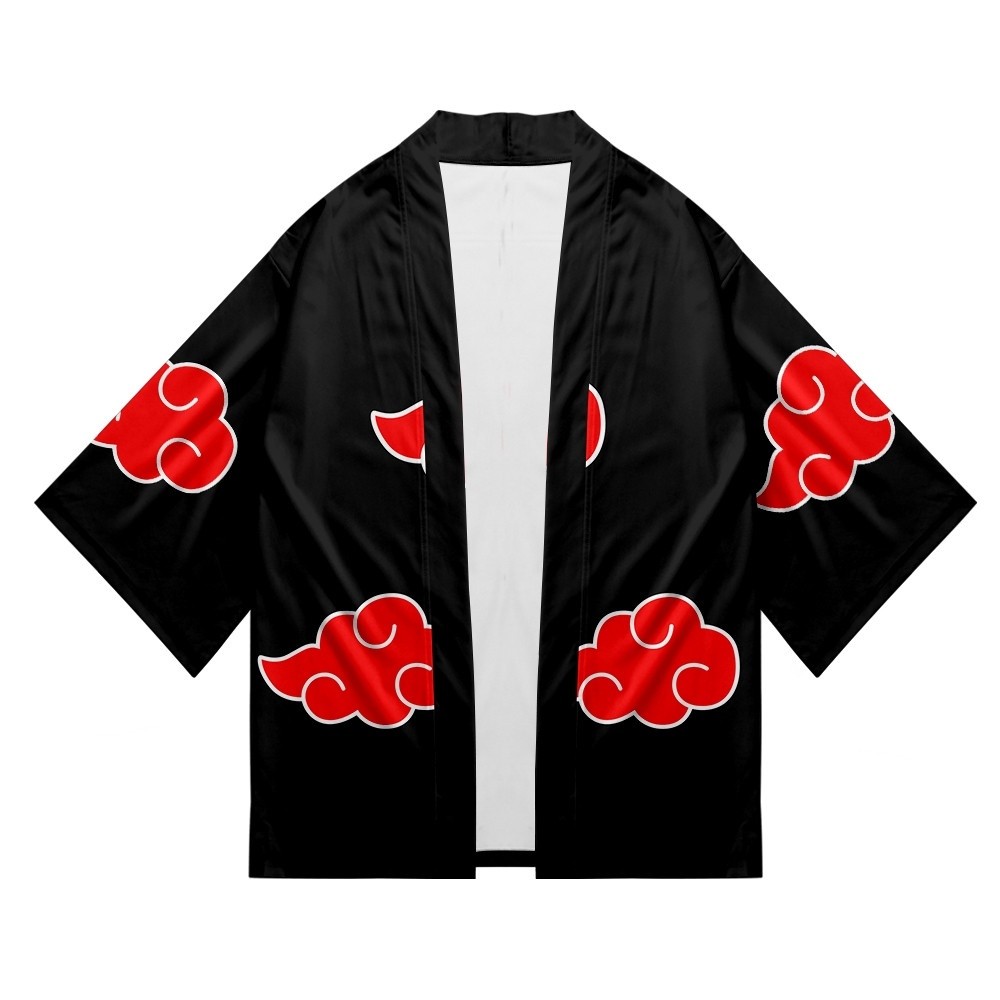 Jiashu-Anime Akatsuki sasuke cardigan kimono nam nữ mùa hè Nhật Bản truyền thống Áo choàng rộng kimo