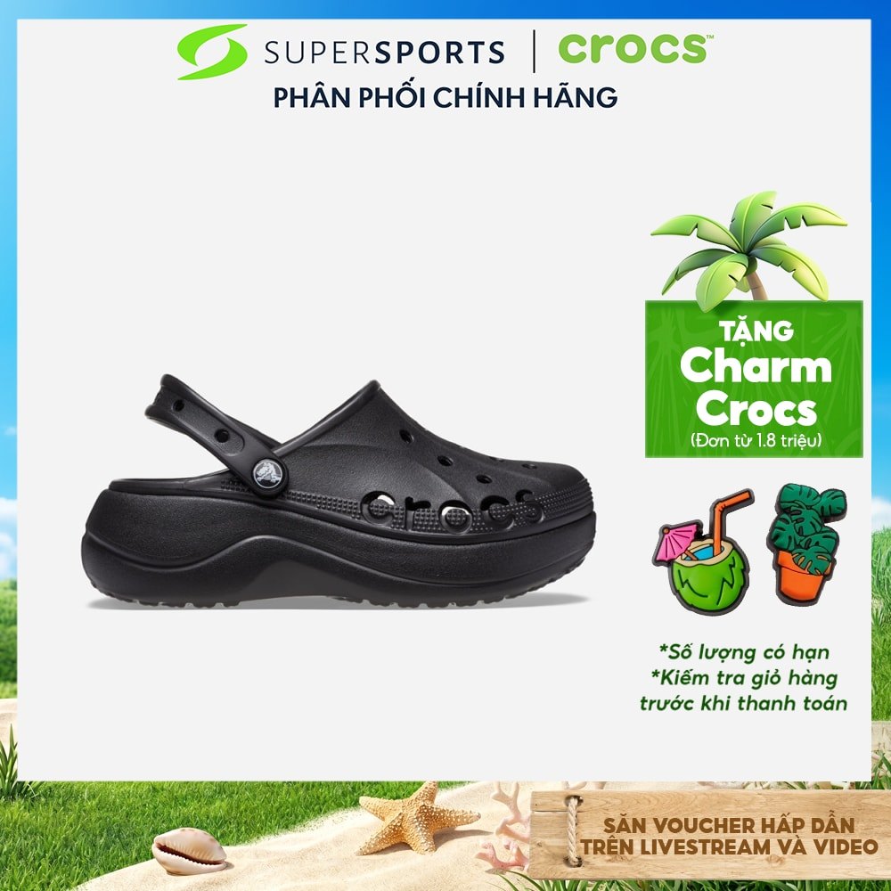 Giày Clog Nữ Crocs Baya Platform - Đen - 208186-001 ADS03 LS100