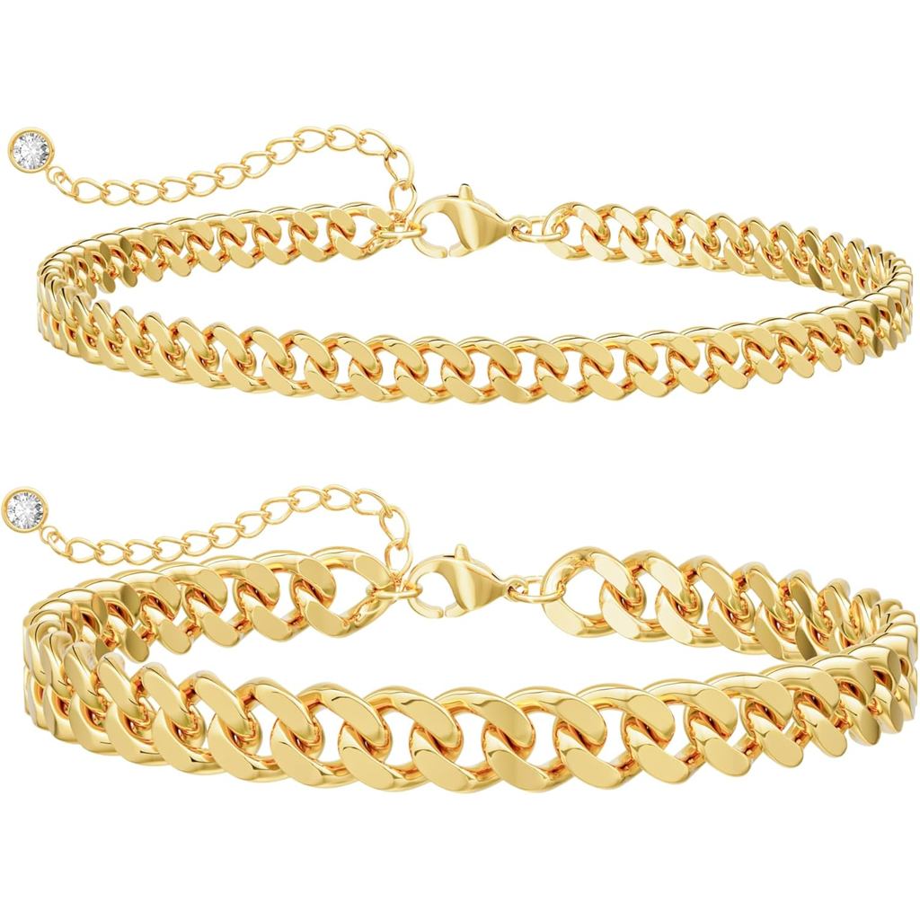 Gold Ankle Bracelets for Women Waterproof - Dainty Gold Anklets Trendy Layered 14K Gold/Silver Plate