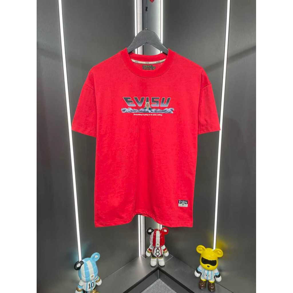 Evisu Nam Nữ In Hình Áo Thun Hợp Thời Trang Áo Thun Tay Ngắn Cổ Tròn Áo Thun Đáy Áo Sơ Mi Thoáng Khí