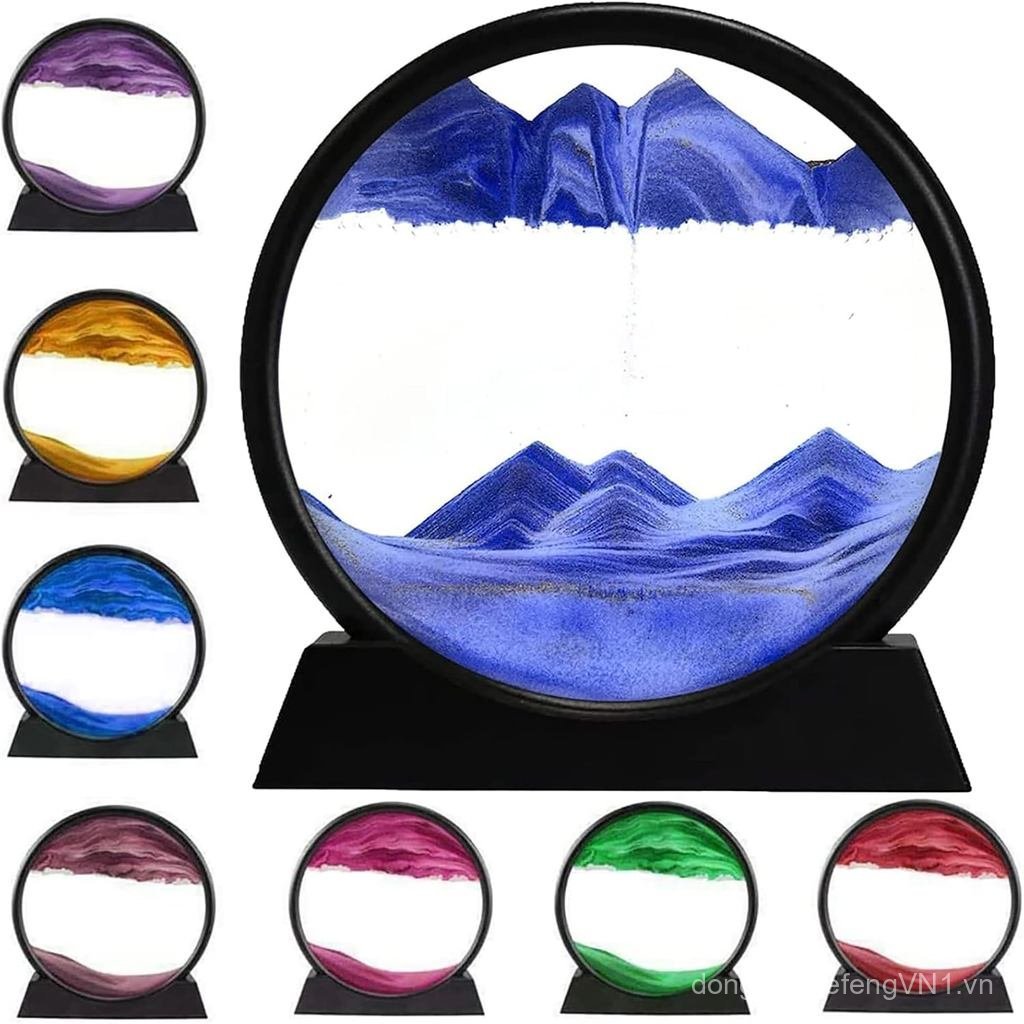 Rysnwsu 3D Dynamic Sand Art Liquid Motion, Moving Sand Art Picture Kính tròn 3D Deep Sea Sandscape i