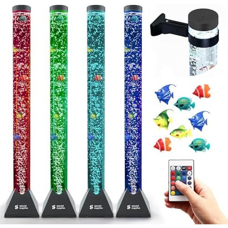 Special Supplies Aquarium Sensory Fish Bubble Light Tube with 16 LED Color Changing Nightlight Effec
