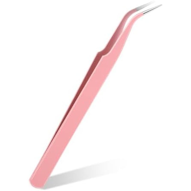 Precision Tweezers, Lash Tweezers Stainless Steel Curved Pointed Tweezer Professional Fine Point Nee