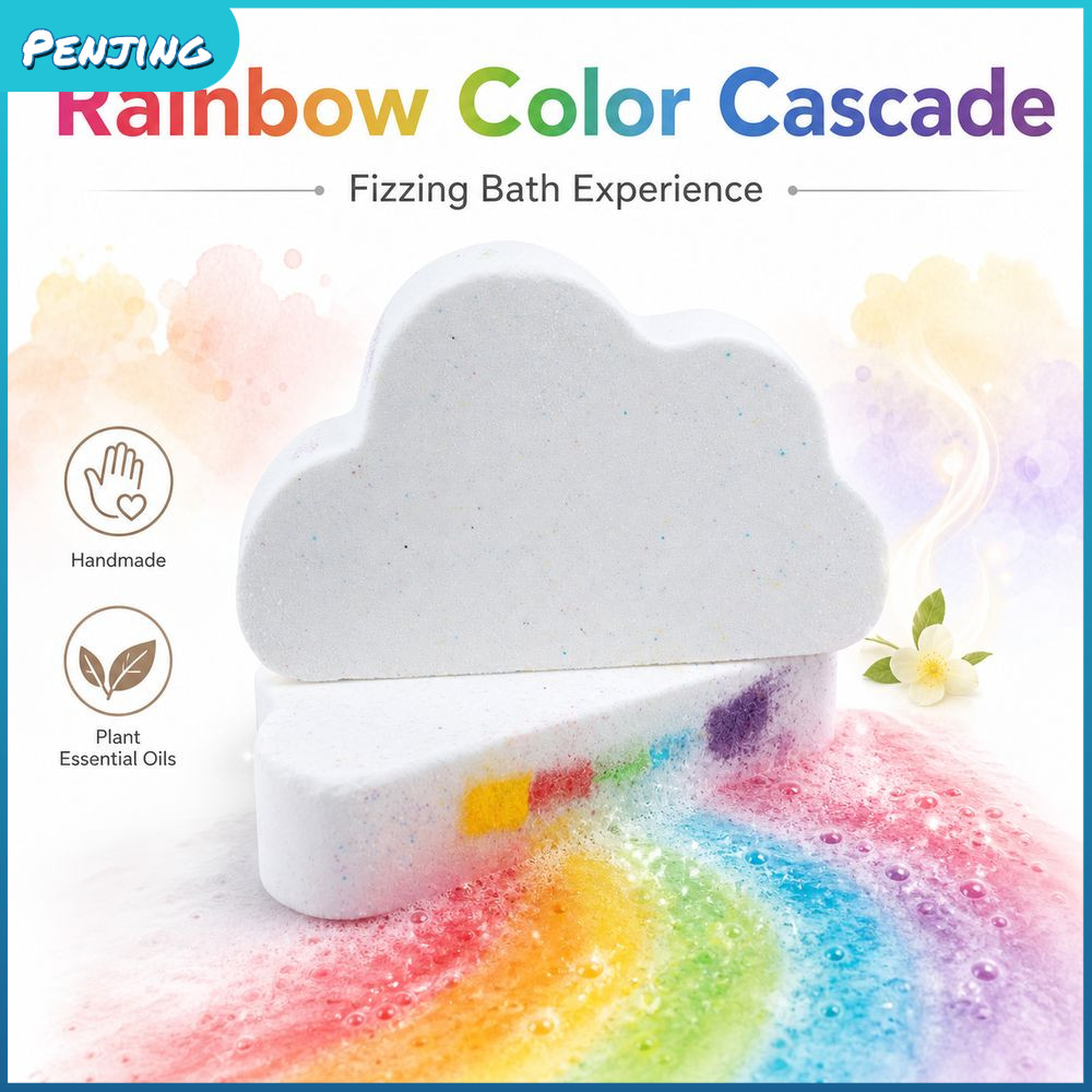 PENJIPH Rainbow Cloud Bath Ball, Handmade Cloud Shaped Bath Fizzers, Rainbow Color Cascade Hòa tan F