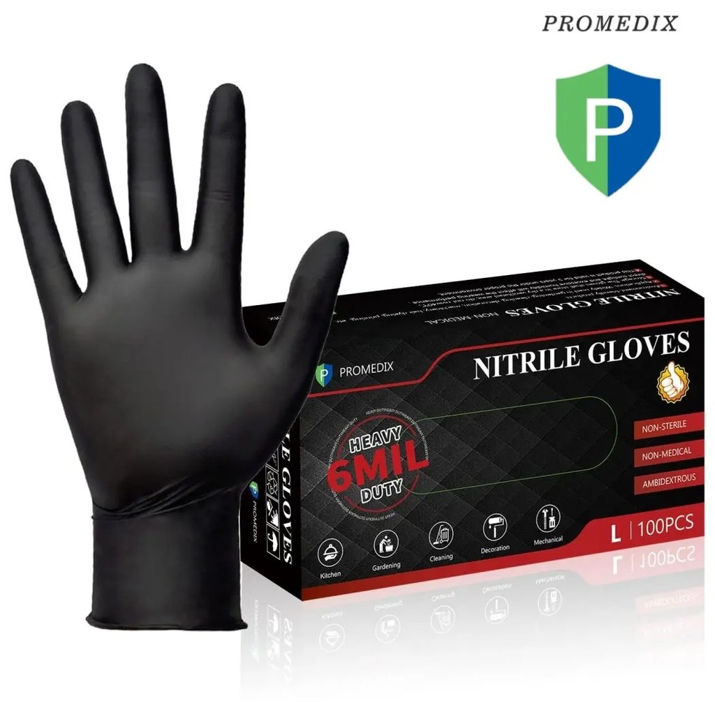 PROMEDIPHeavy-Duty6milNitrileCleaningGloves, 100-CountsRegularWaterproGloves, Late-Free, Powder-Free