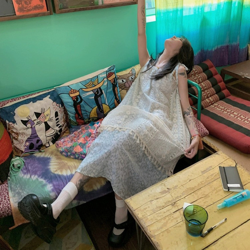 Váy đi biển kỳ nghỉ Váy dài Bohemian Váy treo / oiuz