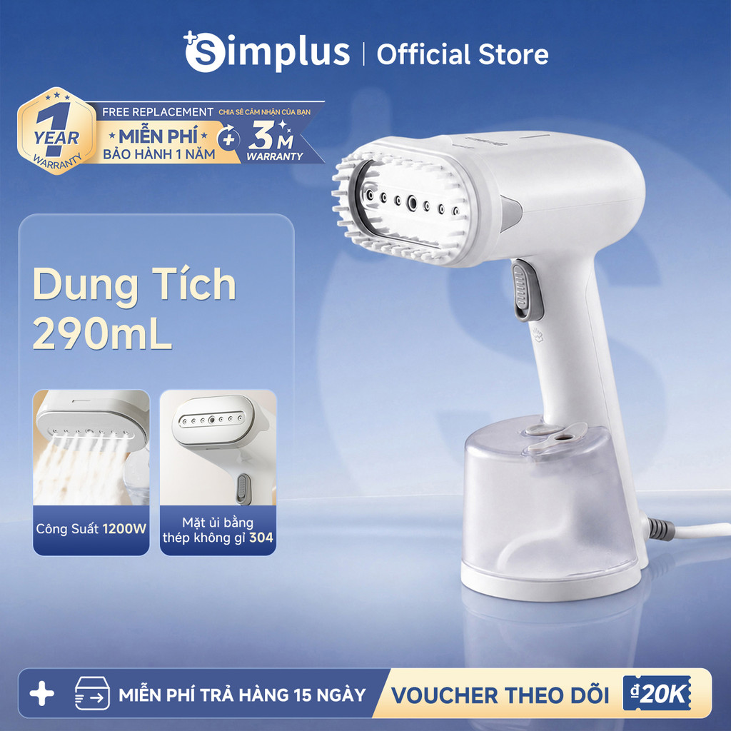 Simplus Bàn Ủi Hơi Nước Cầm Tay Hộc Nước 290mL Công suất lớn 1200W GTJH019 - Bảo Hành 1 Năm 1 Đổi 1
