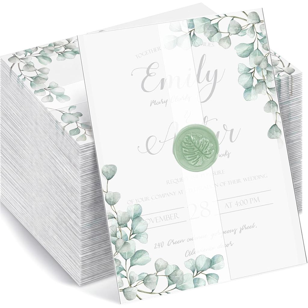 Outus 100 Chiếc Áo khoác Vellum cưới cho lời mời 5x7, Giấy Vellum gấp sẵn Phụ kiện mời đám cưới Bộ p