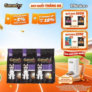 Combo 3 Thức ăn hạt Ganador Premium cho chó con vị Sữa & DHA 3kg (bao bì mới)