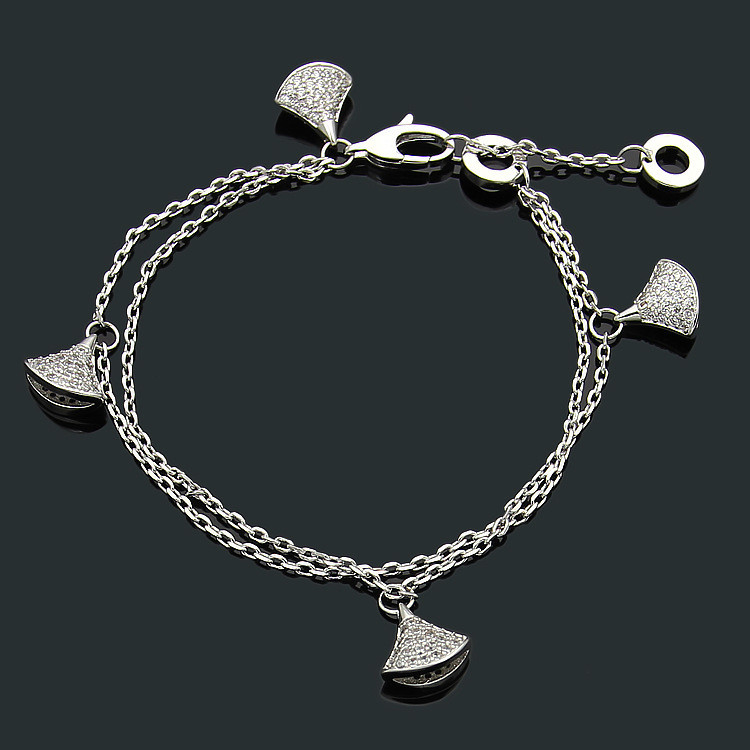 CRWS Titanium b Skirt, gold diamond bracelet, full steel bracelet, four-piece fan-shaped jewelry set