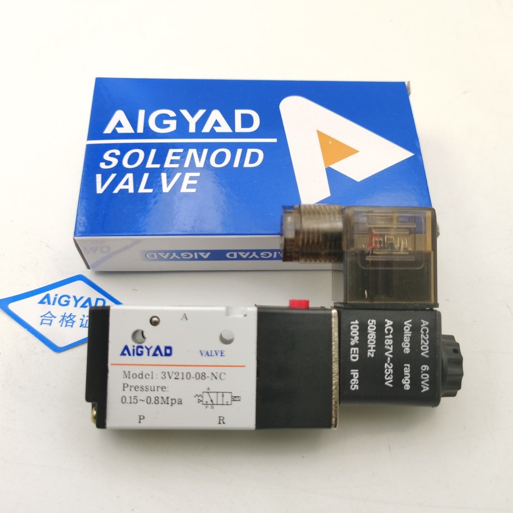 3V210-08-NC Van điện từ ba chiều hai vị trí 3V210-06 / 08 Van điều khiển van điện từ khí nén AIGYAD