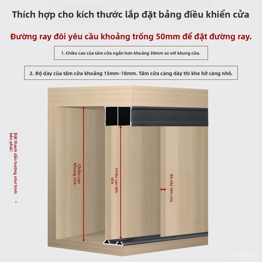 Bộ ray trượt cửa lùa tủ áo trọn bộ ray trên dưới lắp đặt dễ dàng không cần phay
