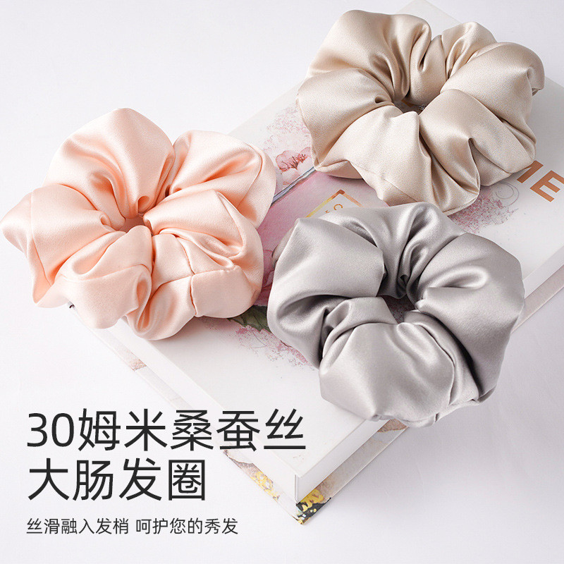 Dây buộc tóc lụa Scrunchy Hai mặt Lụa dâu tằm Cảm giác cao cấp Dây buộc tóc Dây buộc tóc Quá khổ Lợn