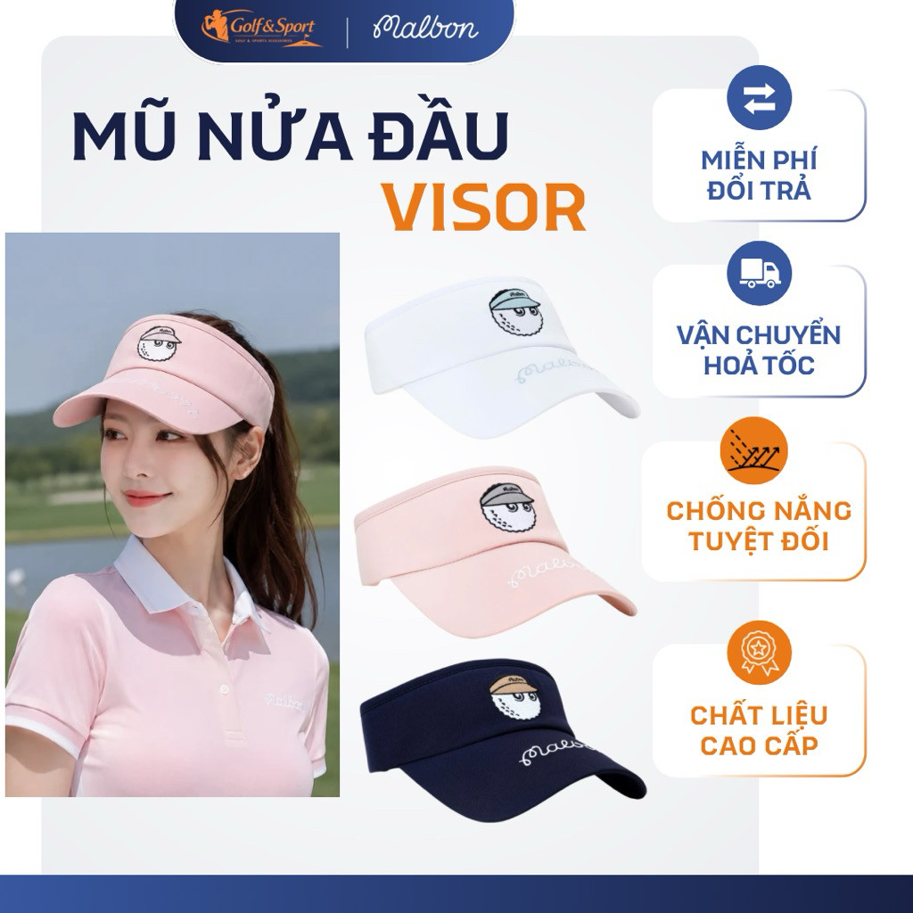 Mũ Golf Malbon Bucket Visor nữ - Nón Chống Nắng Malbon Bucket Logo Thêu Cao Cấp Unisex Nam Nữ