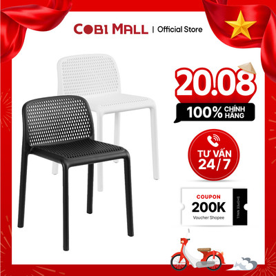 Ghế Nhựa Đúc Roel Cao Cấp, Nhẹ Bền, Dùng Được Ngoài Trời Màu Đen Cho Gia Đình, Nhà Hàng- Cobi Home