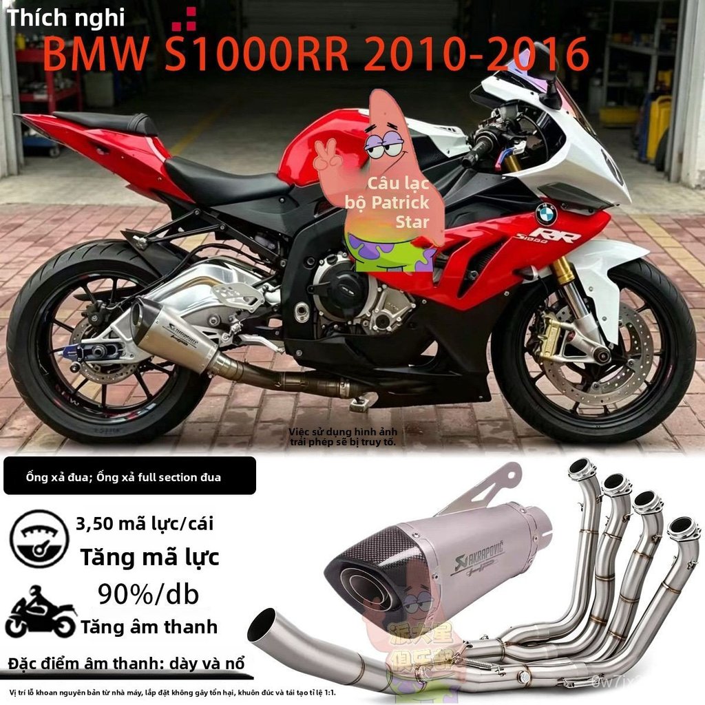 Ống xả độ pô SC cho BMW S1000RR 2010-2016 thép không gỉ toàn phần bền đẹp cao cấp