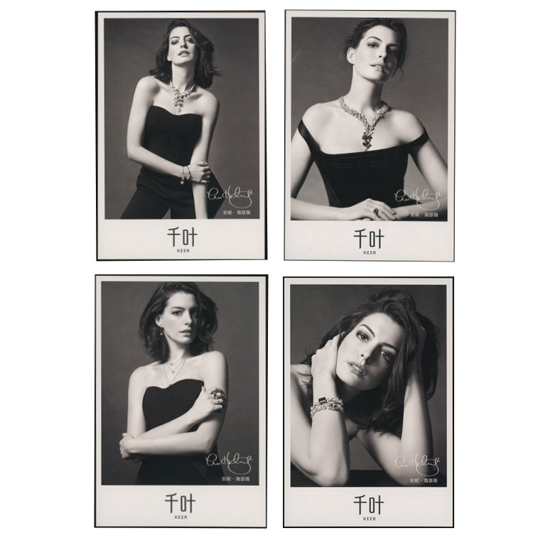 Nam diễn viên người Mỹ Anne Hathaway (Anne Hathaway) Bưu thiếp chụp ảnh 4 mảnh Trọn bộ