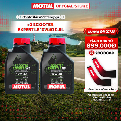 Combo 2 Dầu nhớt xe tay ga MOTUL SCOOTER EXPERT LE 10W40 0.8L