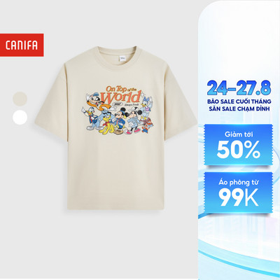 Áo phông unisex người lớn CANIFA dáng rộng hình in Mickey & Friends 5TS26S006