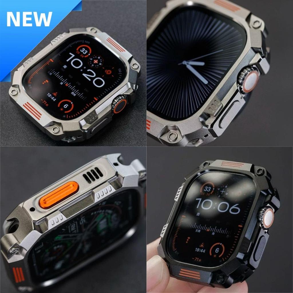 Hợp Kim Kẽm Khung Bảo Vệ Kim Loại Mecha Ốp điện thoại PC Tương Thích Cho Apple Watch Ultra 3 2 49mm 