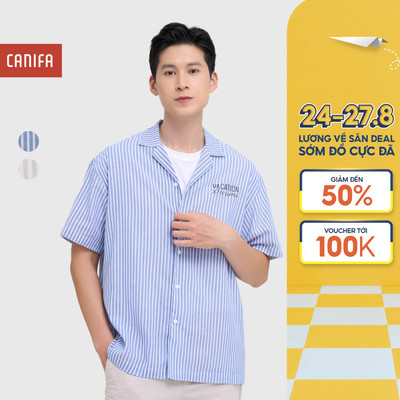 Áo sơ mi nam cộc tay CANIFA kẻ sọc cổ bẻ 8TH25S007
